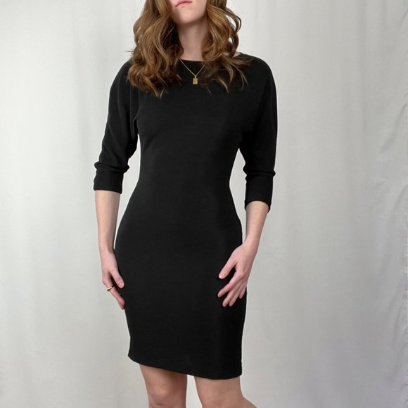 Stunning Vintage Sexy Backless Cut Out Button Down Ribbed Knit Mini Party Dress - Picture 7 of 8